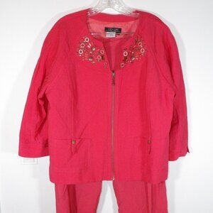 NANCY BOLEN CITY GIRL Orange Suit with Metal Details Size Large